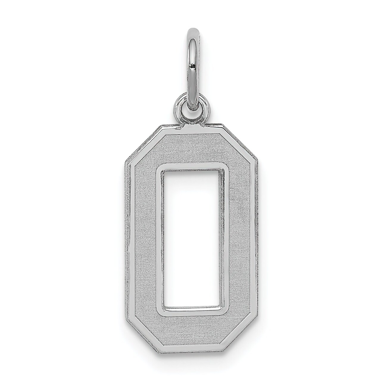 Sterling Silver Medium Satin Number 0 Charm Pendant Jewerly 22mm x 9mm